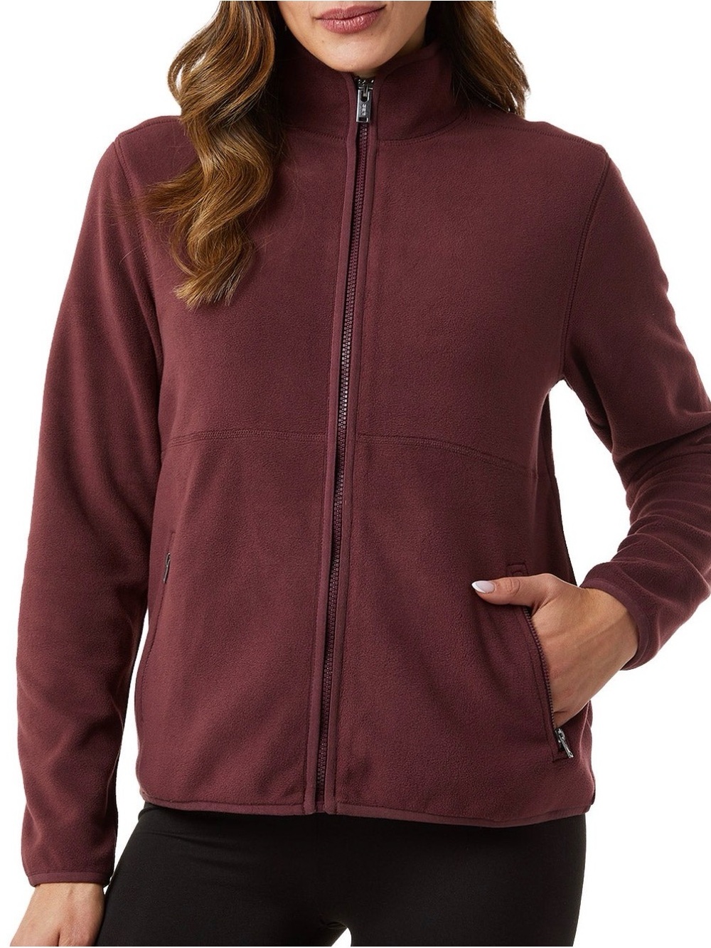 32 Degrees Full-Zip Fleece Jacket Maroon Dark Red Womens M NWT